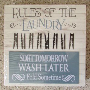 🍍🍍🍍 3 / $15 RULES OF THE LAUNDRY Table / Wall  Plaque Decor